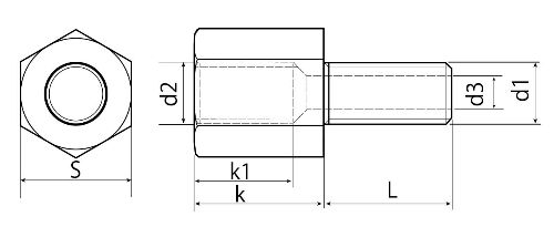 ねじ変換アダプタ(真鍮、おねじ-めねじB)図面