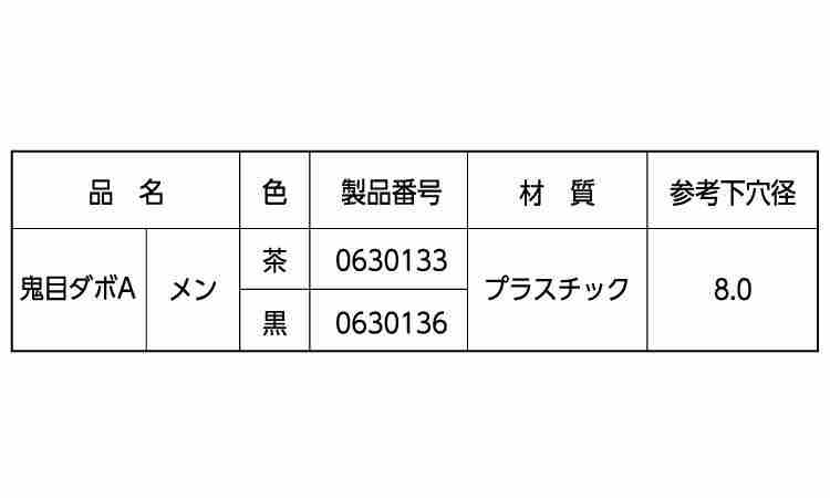鬼目ダボＡ(メン)　ムラコシ製規格