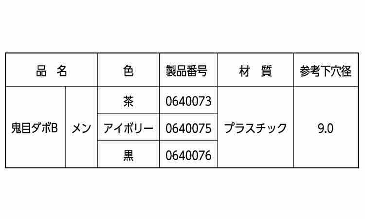 鬼目ダボＢ(メン)　ムラコシ製規格