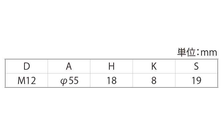 アジャストボルト(受け座A＝55)規格