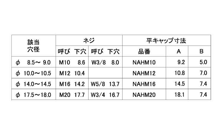 タケネ　平キャップ規格