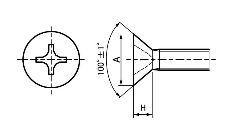 (＋)UNC小ねじ(皿角度100度)図面