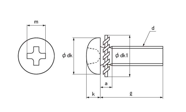 (＋)ナベ小ねじLO＝2図面
