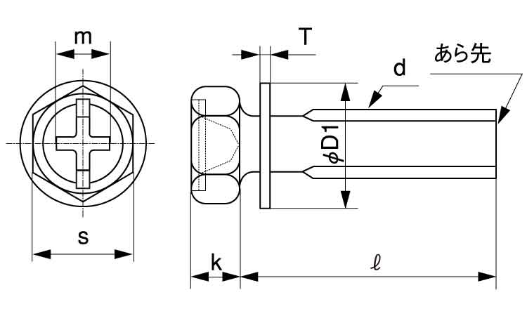 (＋－)アプセット小ねじP＝1図面