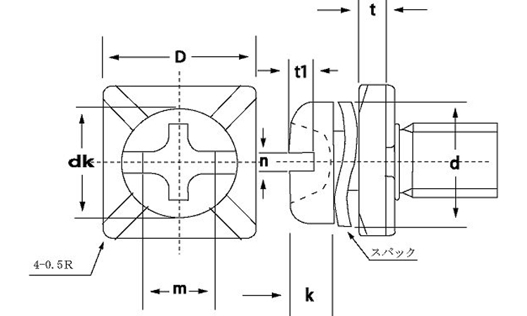 端子ねじ(＋－)ナベ小ねじ　SK形図面