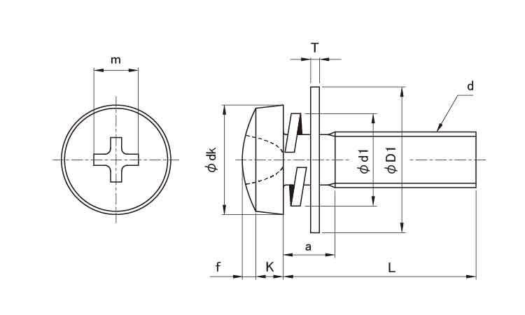 (＋)バインド小ねじP＝3図面