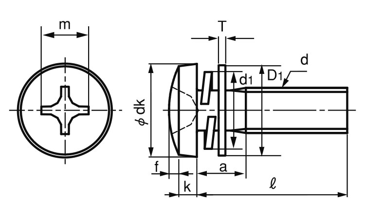 (＋)バインド小ねじP＝4図面