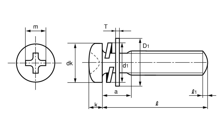 (＋)ナベ小ねじP＝3(丸先)図面