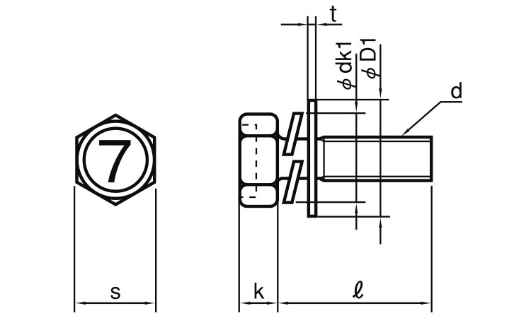 7マーク小形アプセット小ねじ　P＝3図面
