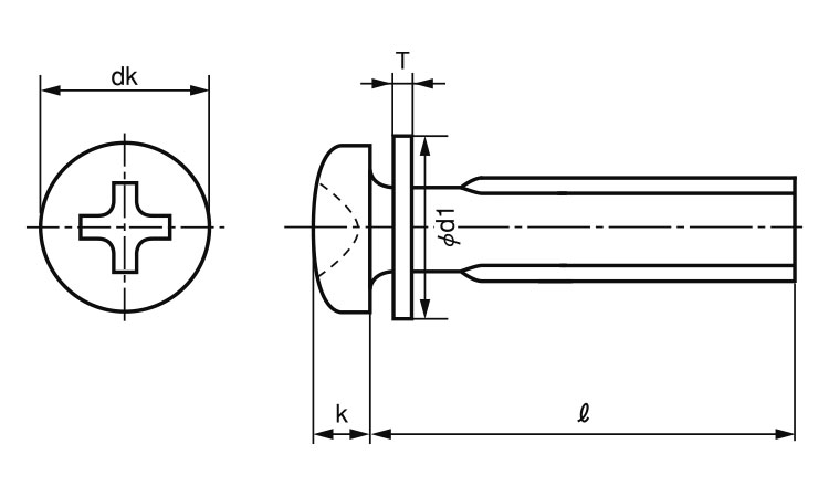 (＋)ナベ小ねじP＝N(ナイロンW組込)図面