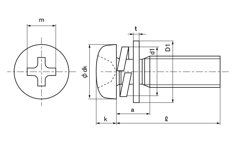 ピタック(＋)ナベ小ねじI＝4図面
