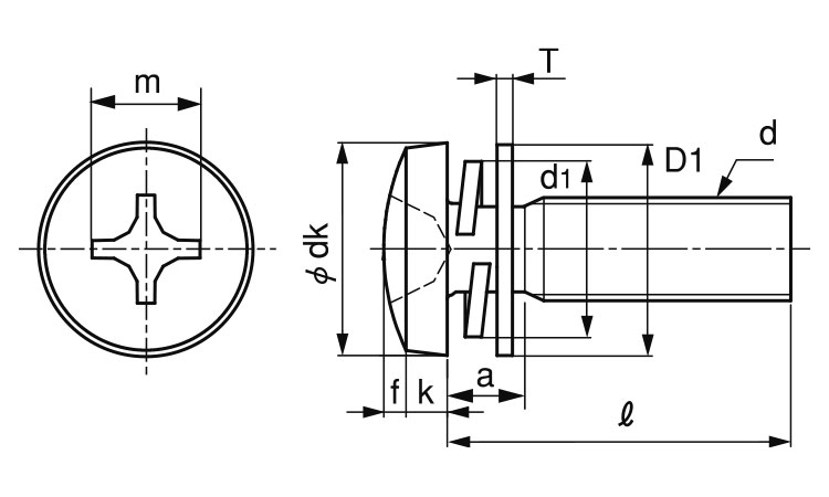 ピタック(＋)バインド小ねじP＝4図面