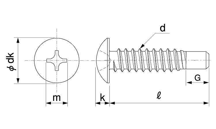(+)BRPトラスD=8 タッピンねじ図面