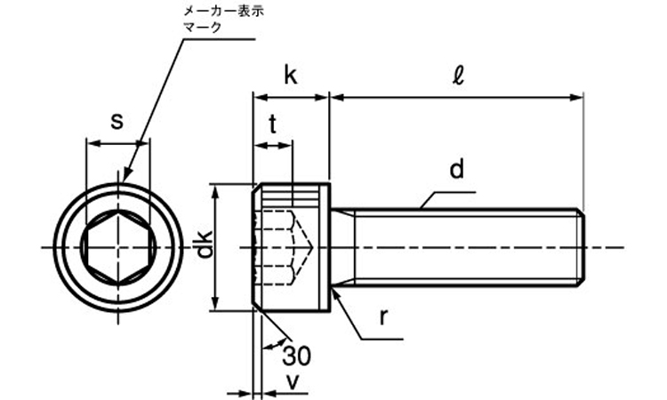 六角穴付ボルト(全ねじ)(アンスコ)図面