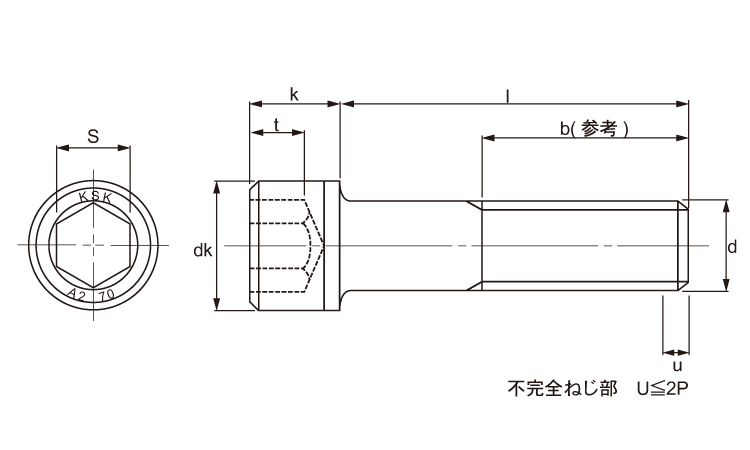 ＣＡＰ　左ねじ(岸和田ステンレス)図面