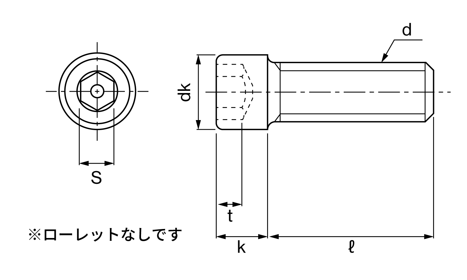 小頭六角穴付ボルト図面