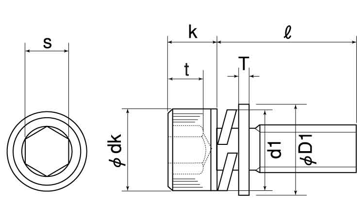 六角穴付ボルト　P＝3(光精工)図面