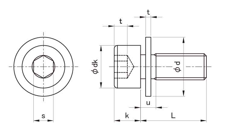 六角穴付ボルト　I＝1図面