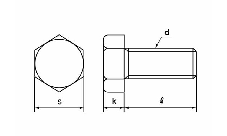 六角ボルト(全ねじ・ウィット)図面
