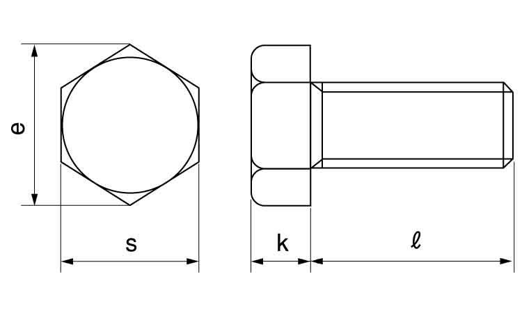 六角ボルト(全ねじ・その他細目)図面