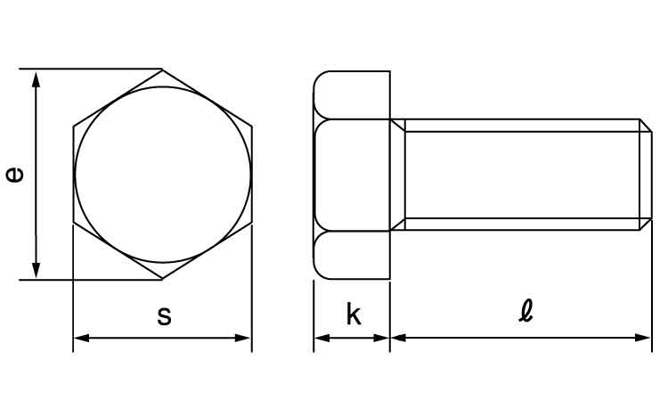 六角ボルト(全ねじ・左ねじ)図面