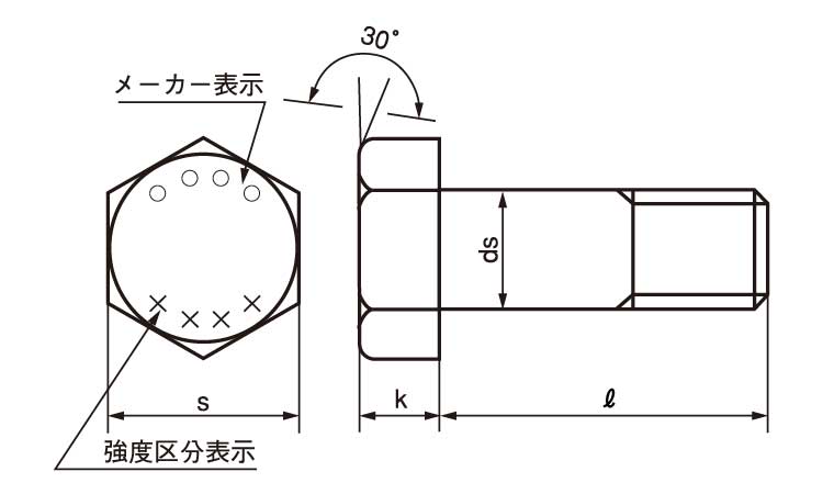 12.9 六角ボルト図面