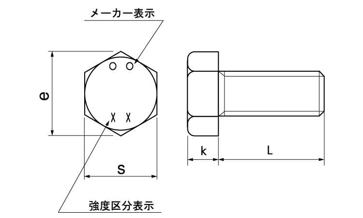 8.8 小形六角ボルト(全ねじ)図面