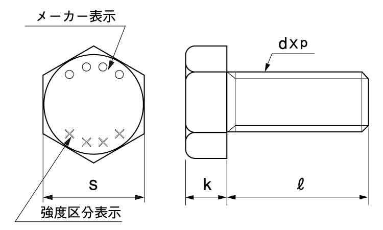 10.9六角ボルト(全ねじ・細目3.0)図面