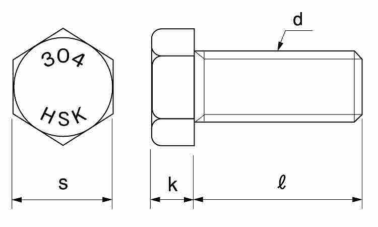 304材　六角BT(全ねじ・光精工製)図面