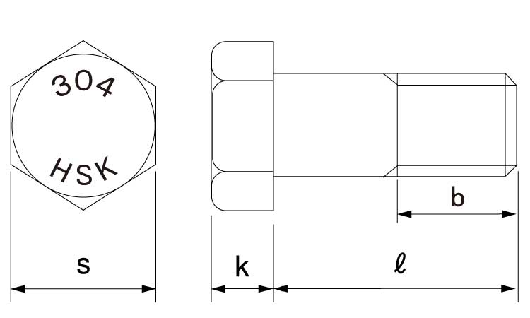 304材　六角BT(半ねじ・光精工製)図面
