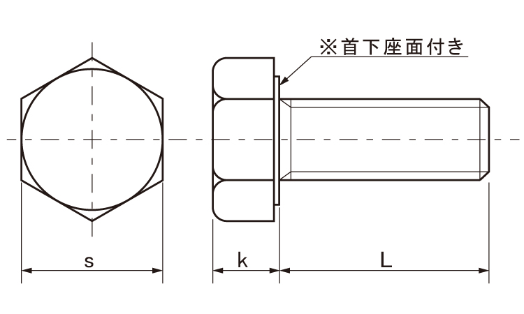 六角ボルト(本体規格・全ねじ)図面