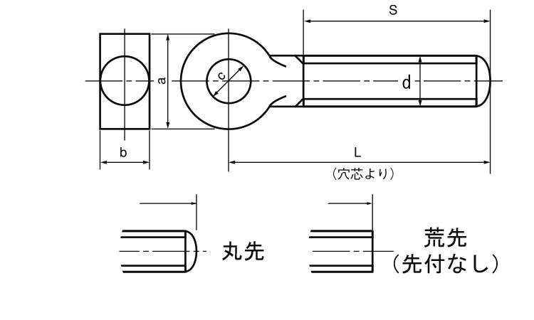 デンデンボルト(全ねじ)図面