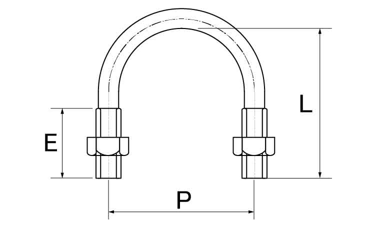 Uボルト(鋼管用(N付)図面