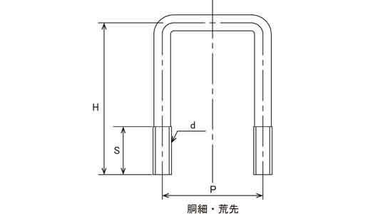 コの字ボルト(□150×80)図面