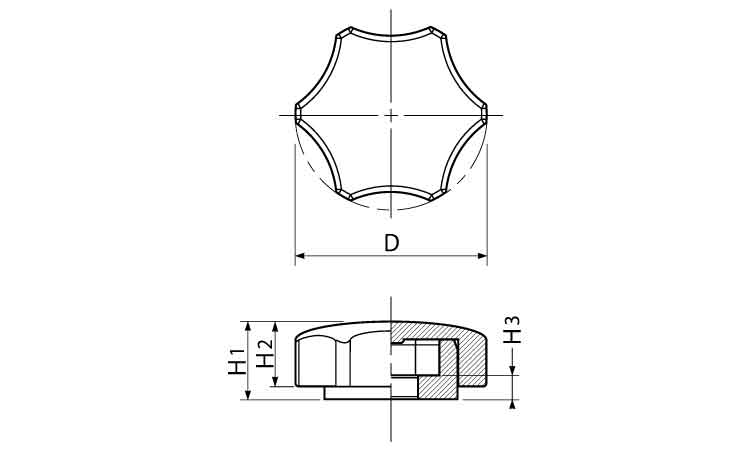 ボルトインノブキャップ(ブラック)図面
