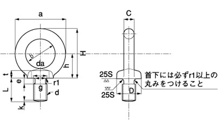 アイボルト(輸入品・ウィット)図面