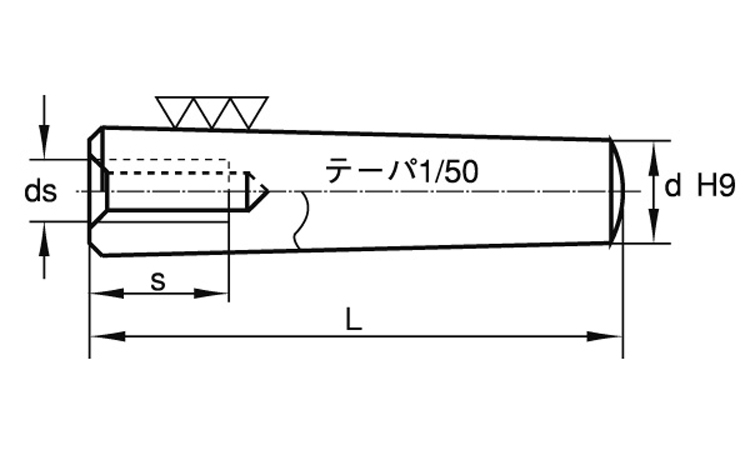 内ねじ テーパーピン(大喜多)図面