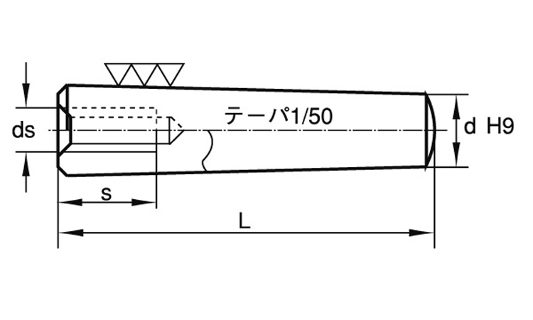 S45C内ねじテーパーピン(大喜多)図面
