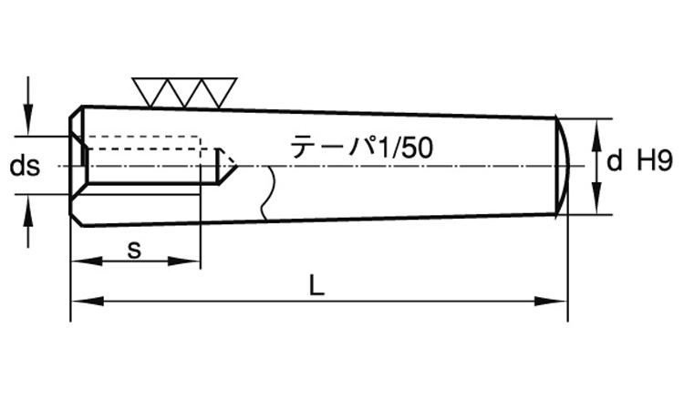 S45CQ内ねじテーパーピン(大喜多)図面