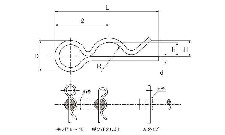 松葉ピン(KSーAタイプ)図面
