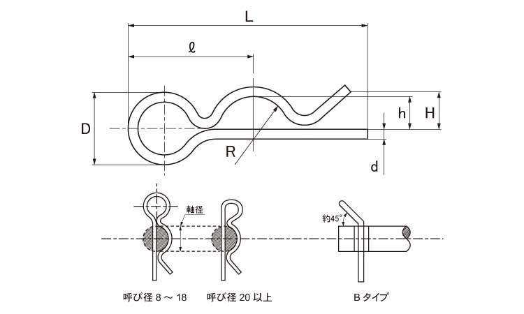 松葉ピン(KS-Bタイプ)図面