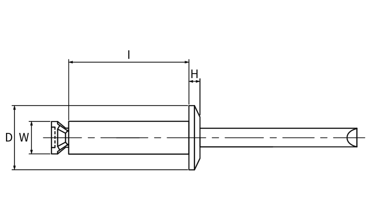 KRS　ブラインドリベット(ピール)AS-PL丸頭図面