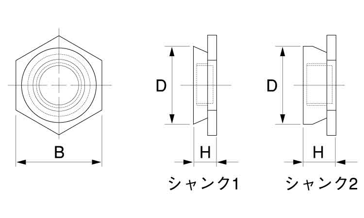 クリンチフラッシュナット(FAB)図面