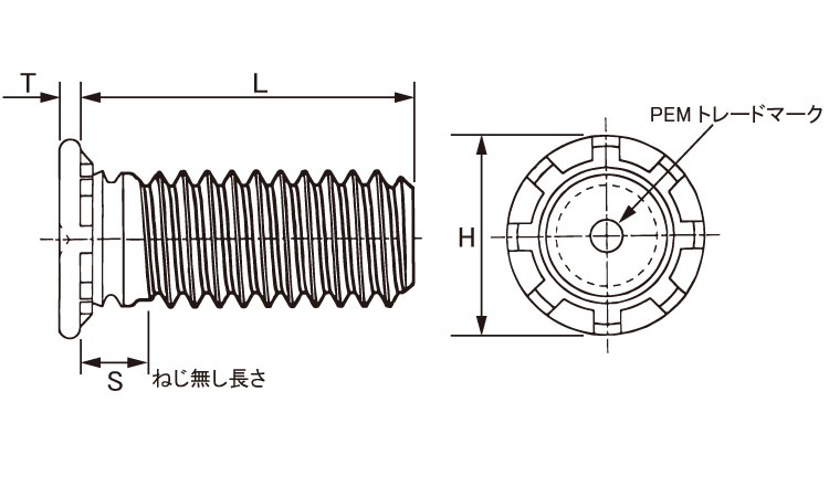 クリンチングスタッド(TFH)　PEM図面