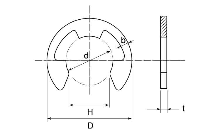 E形止め輪テンパーカラー(大陽)図面