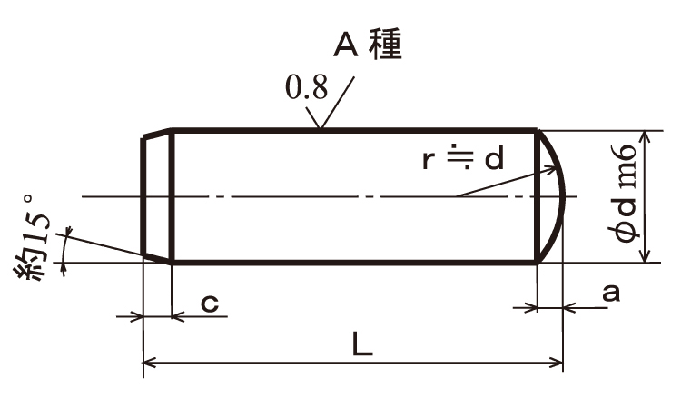 S45C-Q平行ピン(A種)大陽図面