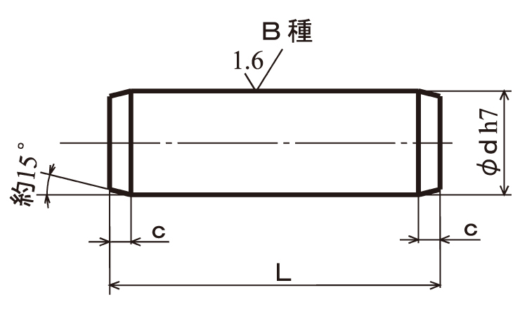 S45C-Q平行ピン(B種)大陽図面