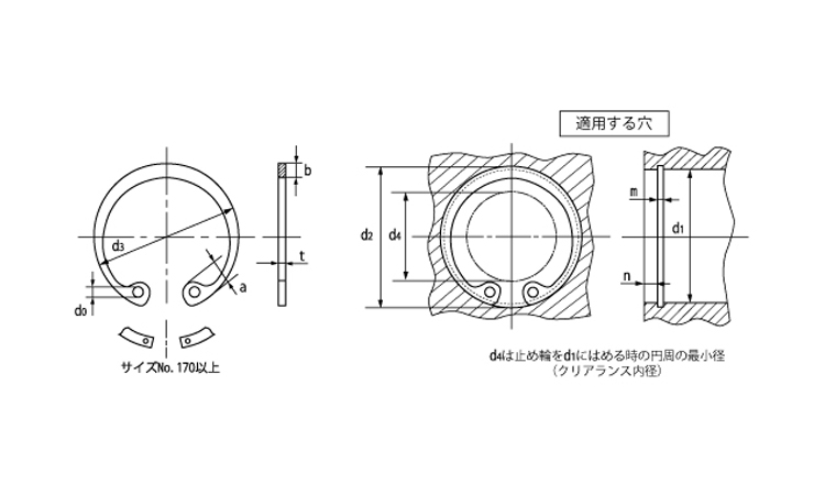 C形止め輪(穴)オチアイ図面