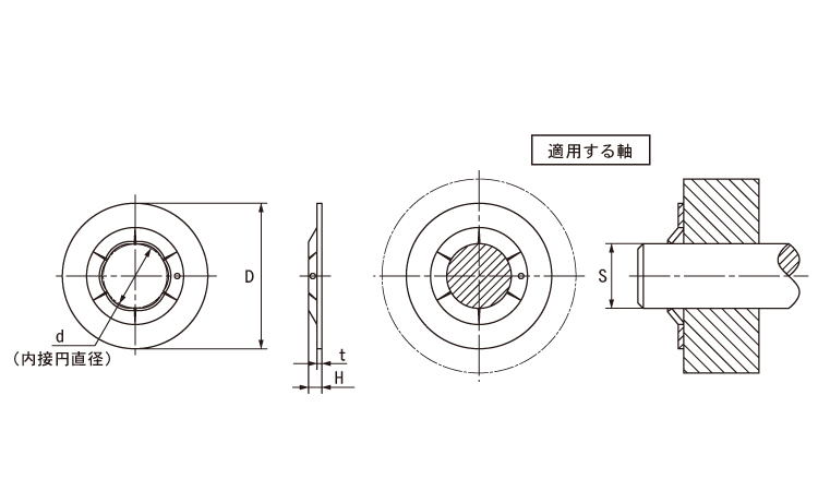 プッシュナット(軸)オチアイ図面