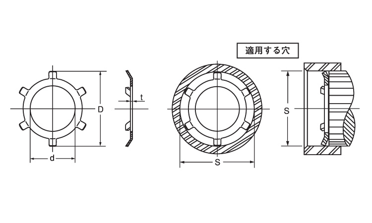 CR止め輪(オチアイ)図面